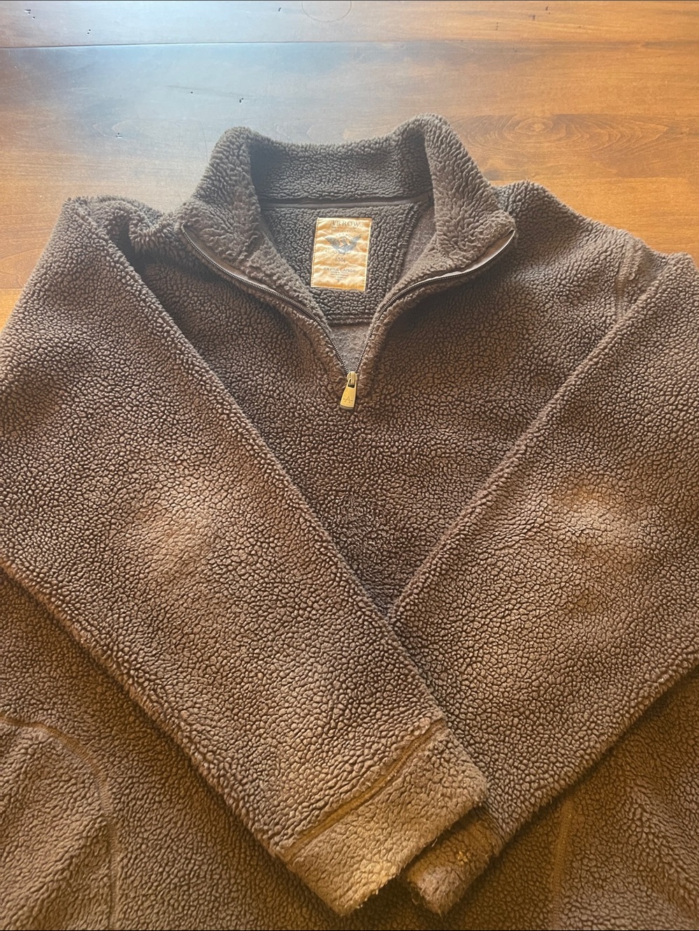 Arrow Men's Dark Brown Sherpa Zip-Up Pullover